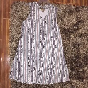 Leaf Design Mock Choker Fit & Flare Dress